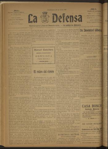 'La Defensa : periódico semanal, órgano del Partido Liberal Demócrata' - Año II Número 45 - 1921 junio 29