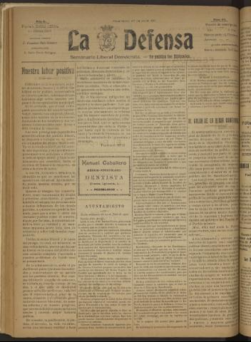 'La Defensa : periódico semanal, órgano del Partido Liberal Demócrata' - Año II Número 49 - 1921 julio 27