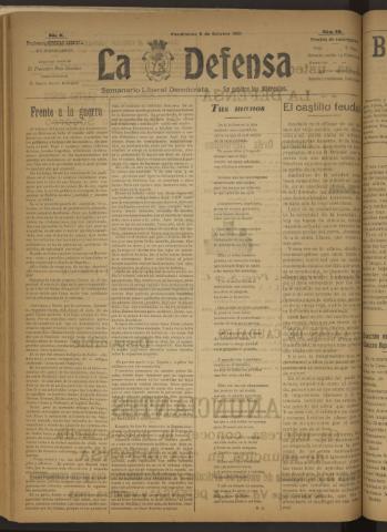'La Defensa : periódico semanal, órgano del Partido Liberal Demócrata' - Año II Número 59 - 1921 octubre 05