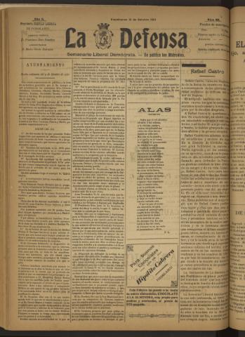 'La Defensa : periódico semanal, órgano del Partido Liberal Demócrata' - Año II Número 60 - 1921 octubre 12