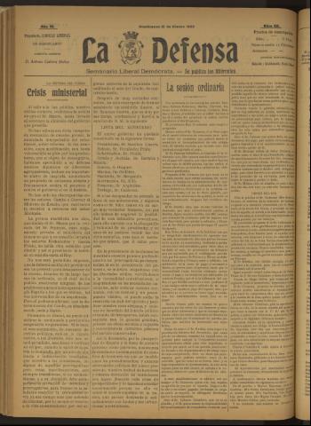 'La Defensa : periódico semanal, órgano del Partido Liberal Demócrata' - Año III Número 82 - 1922 marzo 15