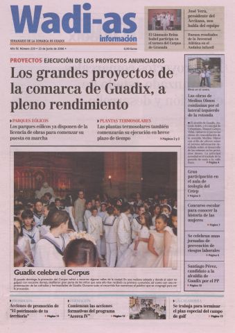 'Wadi-as información : periódico semanal de la comarca de Guadix.' - Año III Número 220 - 2006 junio 23