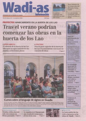 'Wadi-as información : periódico semanal de la comarca de Guadix.' - Año III Número 223 - 2006 julio 14