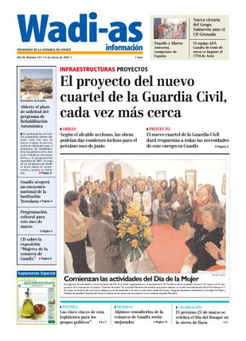 'Wadi-as información : periódico semanal de la comarca de Guadix.' - Año IV Número 257 - 2007 marzo 09