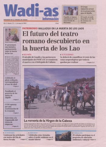 'Wadi-as información : periódico semanal de la comarca de Guadix.' - Año V Número 317 - 2008 mayo 02