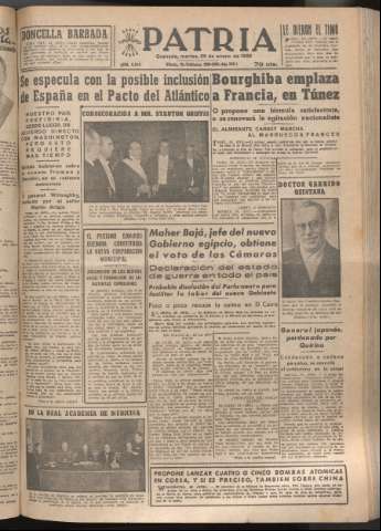 'Patria : diario de Falange Española Tradicionalista y de las J.O.N.S.' - Año XVII Número 5018 - 1952 enero 29
