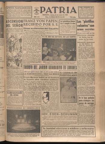 'Patria : diario de Falange Española Tradicionalista y de las J.O.N.S.' - Año XVII Número 5116 - 1952 mayo 22