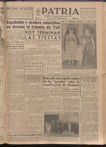 'Patria : diario de Falange Española Tradicionalista y de las J.O.N.S.' - Año XVII Número 5143 - 1952 junio 22
