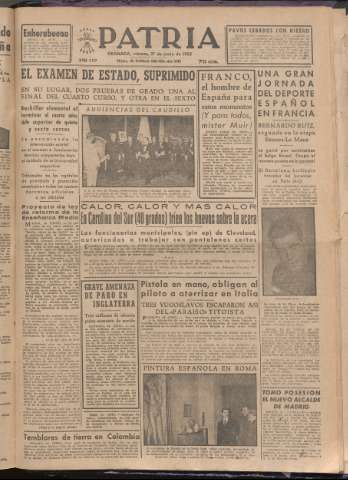'Patria : diario de Falange Española Tradicionalista y de las J.O.N.S.' - Año XVII Número 5147 - 1952 junio 27