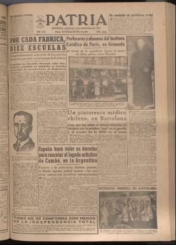 'Patria : diario de Falange Española Tradicionalista y de las J.O.N.S.' - Año XVII Número 5205 - 1952 septiembre 3