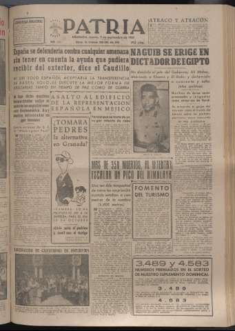 'Patria : diario de Falange Española Tradicionalista y de las J.O.N.S.' - Año XVII Número 5210 - 1952 septiembre 9