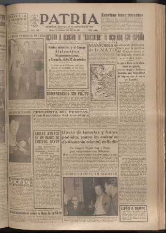 'Patria : diario de Falange Española Tradicionalista y de las J.O.N.S.' - Año XVII Número 5221 - 1952 septiembre 21