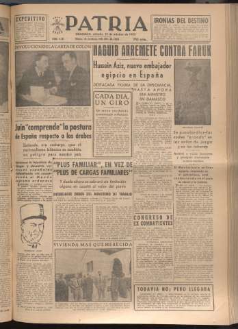 'Patria : diario de Falange Española Tradicionalista y de las J.O.N.S.' - Año XVII Número 5244 - 1952 octubre 18
