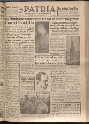 'Patria : diario de Falange Española Tradicionalista y de las J.O.N.S.' - Año XVII Número 5269 - 1952 noviembre 16