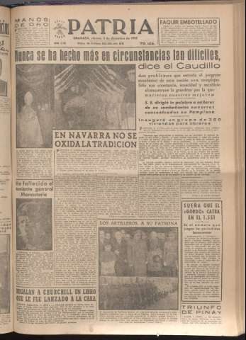 'Patria : diario de Falange Española Tradicionalista y de las J.O.N.S.' - Año XVII Número 5285 - 1952 diciembre 5