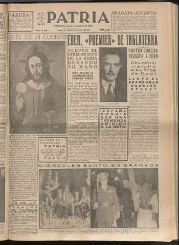 'Patria : diario de Falange Española Tradicionalista y de las J.O.N.S.' - Año XX Número 6115 - 1955 abril 7