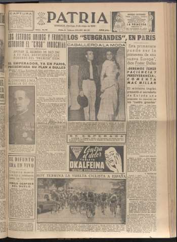 'Patria : diario de Falange Española Tradicionalista y de las J.O.N.S.' - Año XX Número 6141 - 1955 mayo 8