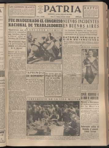 'Patria : diario de Falange Española Tradicionalista y de las J.O.N.S.' - Año XX Número 6194 - 1955 julio 12