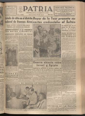 'Patria : diario de Falange Española Tradicionalista y de las J.O.N.S.' - Año XX Número 6229 - 1955 septiembre 2