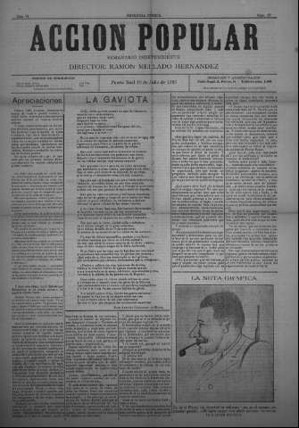 'Acción popular : semanario independiente' - segunda época Año VI Número 87 - 1926 julio 10