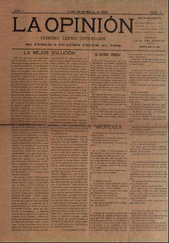 'La Opinión : periódico liberal-conservador' - Año I Número 3 - 1898 marzo 28