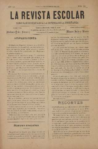 'La Revista escolar decenario dedicado a la defensa de la enseñanza' - Año III Número 113 - 1907 septiembre 14