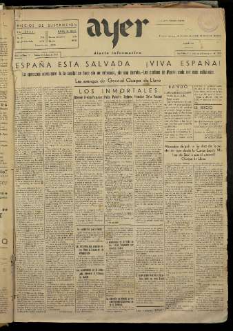 'Ayer : diario informativo de la mañana' - Año I Número 17 - 1936 julio 28