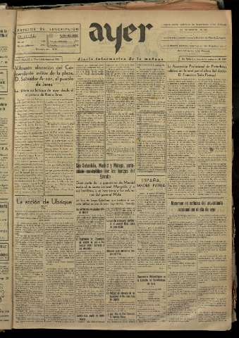 'Ayer : diario informativo de la mañana' - Año I Número 23 - 1936 agosto 4
