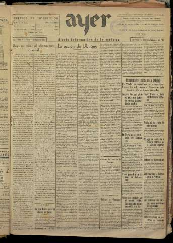 'Ayer : diario informativo de la mañana' - Año I Número 29 - 1936 agosto 11