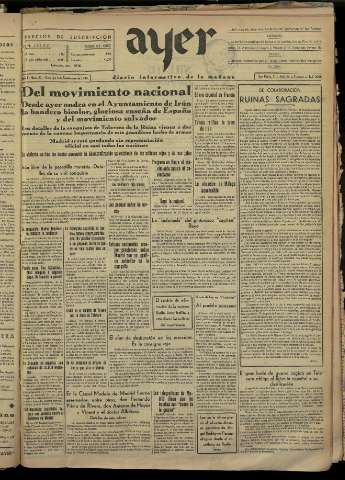 'Ayer : diario informativo de la mañana' - Año I Número 52 - 1936 septiembre 6