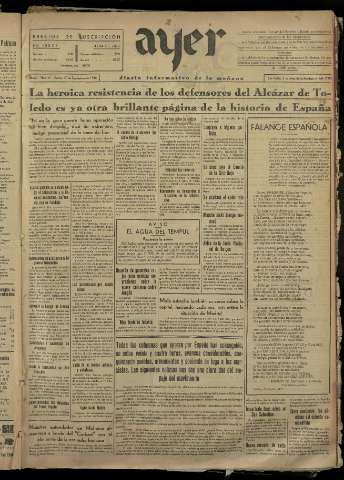 'Ayer : diario informativo de la mañana' - Año I Número 61 - 1936 septiembre 17