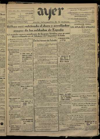 'Ayer : diario informativo de la mañana' - Año I Número 65 - 1936 septiembre 22