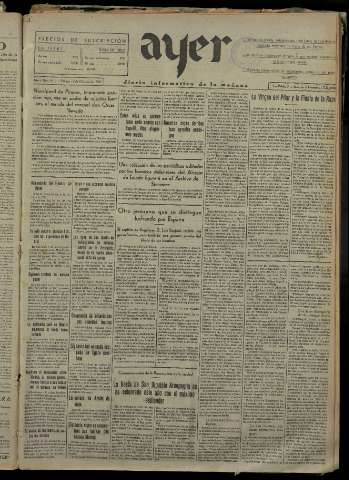 'Ayer : diario informativo de la mañana' - Año I Número 81 - 1936 octubre 10