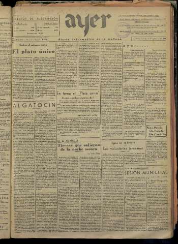 'Ayer : diario informativo de la mañana' - Año I Número 104 - 1936 noviembre 6