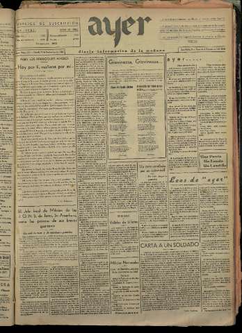 'Ayer : diario informativo de la mañana' - Año I Número 123 - 1936 noviembre 28