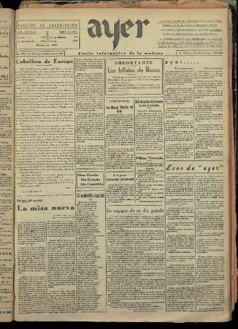 'Ayer : diario informativo de la mañana' - Año I Número 124 - 1936 noviembre 29