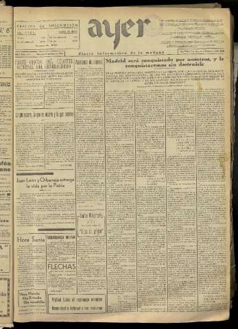 'Ayer : diario informativo de la mañana' - Año II Número 161 - 1937 enero 13