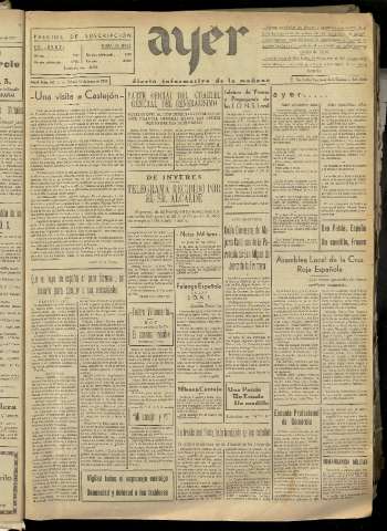 'Ayer : diario informativo de la mañana' - Año II Número 164 - 1937 enero 16