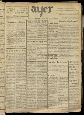 'Ayer : diario informativo de la mañana' - Año II Número 165 - 1937 enero 17