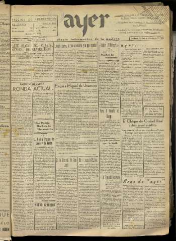 'Ayer : diario informativo de la mañana' - Año II Número 166 - 1937 enero 19