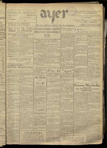 'Ayer : diario informativo de la mañana' - Año II Número 169 - 1937 enero 22