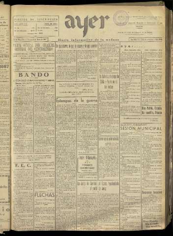 'Ayer : diario informativo de la mañana' - Año II Número 175 - 1937 enero 29