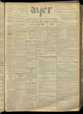 'Ayer : diario informativo de la mañana' - Año II Número 180 - 1937 febrero 4
