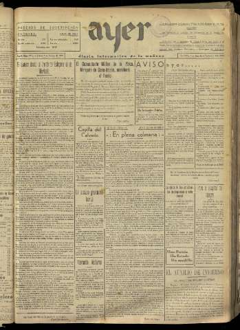 'Ayer : diario informativo de la mañana' - Año II Número 182 - 1937 febrero 6