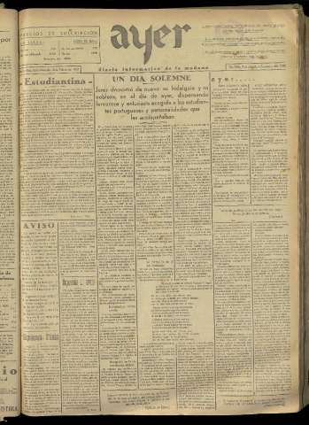 'Ayer : diario informativo de la mañana' - Año II Número 185 - 1937 febrero 10