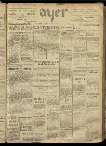 'Ayer : diario informativo de la mañana' - Año II Número 186 - 1937 febrero 11
