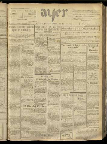 'Ayer : diario informativo de la mañana' - Año II Número 189 - 1937 febrero 14