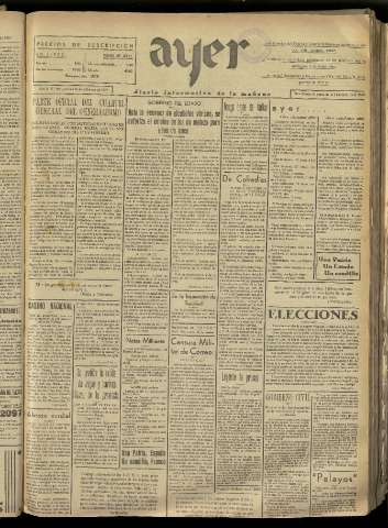 'Ayer : diario informativo de la mañana' - Año II Número 192 - 1937 febrero 18