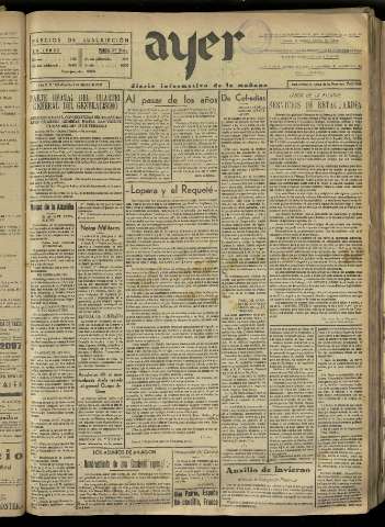 'Ayer : diario informativo de la mañana' - Año II Número 202 - 1937 marzo 2