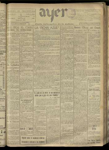 'Ayer : diario informativo de la mañana' - Año II Número 210 - 1937 marzo 11